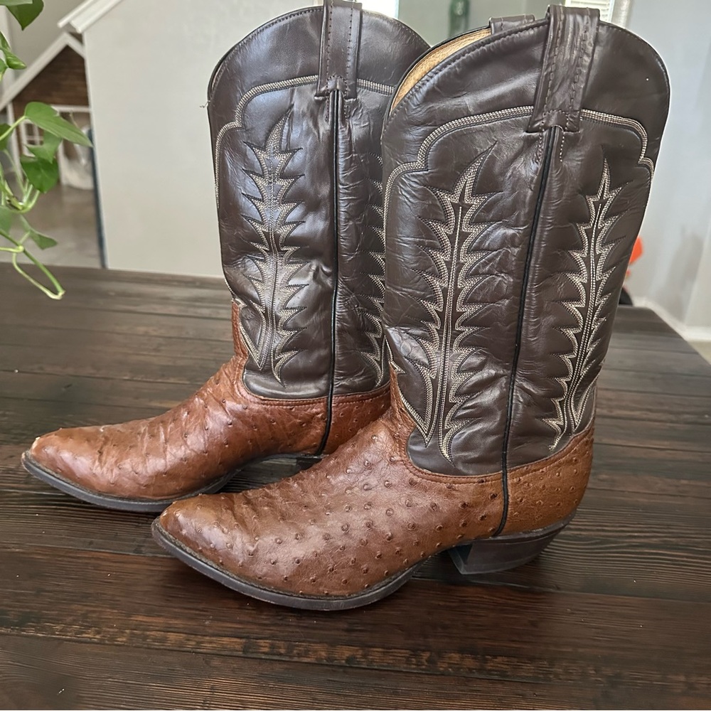 Tony Lama Vintage Ostrich Cowboy Boots Men’s Size 10.5 D